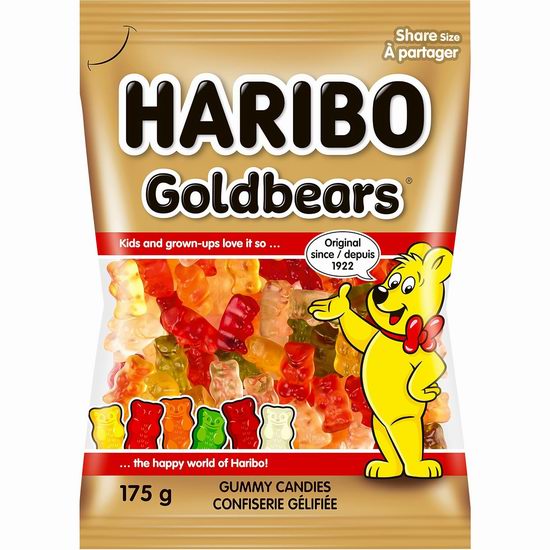  历史新低！Haribo Goldbears 经典小熊软糖（175克）4.6折 1.68加元！