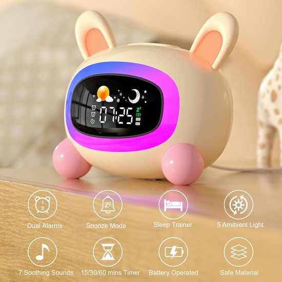  历史新低！ANALOI 多功能儿童睡眠训练闹钟5折 19.46 -25.07加元包邮！