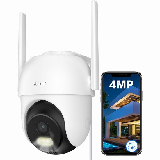  白菜价！历史新低！ARENTI OP1 4MP 360度无死角 双频WiFi 室内外安防监控摄像头3.8折 26.99加元包邮！