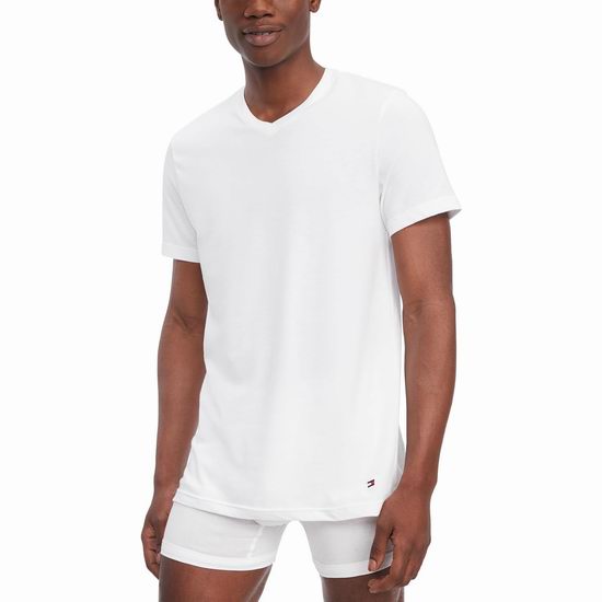  Tommy Hilfiger 男式白色纯棉T恤3件套4.5折 24.96加元！单件仅8.32加元！