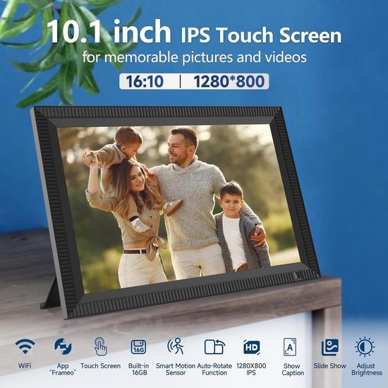  历史新低！REUMAR 10.1英寸 WiFi IPS 触摸屏电子相框4.1折 52.19加元包邮！