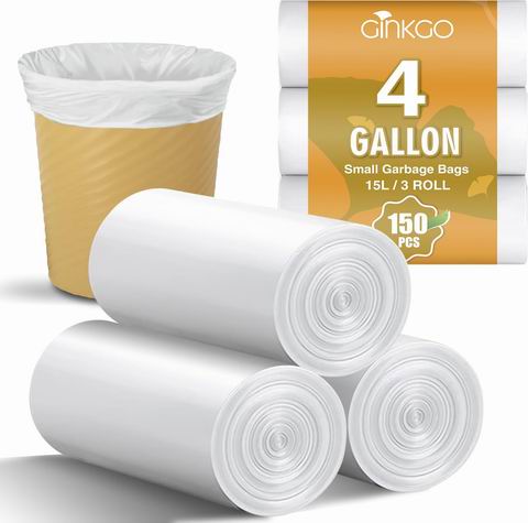  Ginkgo 15升坚固浴室透明白色垃圾袋150个 12.95加元（原价 17.99加元）！每个0.09加元