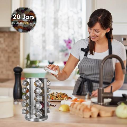  Baker Boutique 台面不锈钢旋转调料收纳架 带罐子 39.99加元（原价 49.99加元）！2色可选