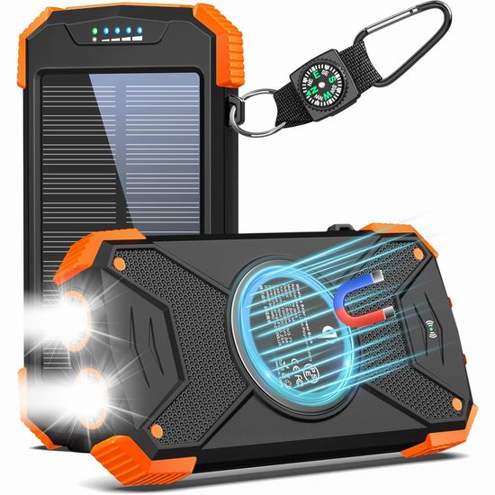  历史新低！BLAVOR 磁吸无线充电 10,000mAh 太阳能移动电源/充电宝5折 24.99加元包邮！