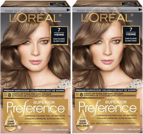 L'Oreal Paris Superior Preference 9周 亮泽防褪色染发剂2件套 22.77加元（原价 35.98加元）