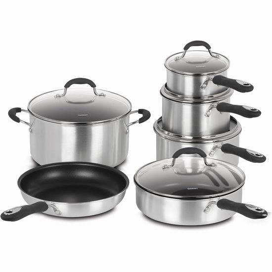  历史新低！Cuisinart 55-11BSC Advantage 不粘底锅具11件套4.5折 89.99加元包邮！