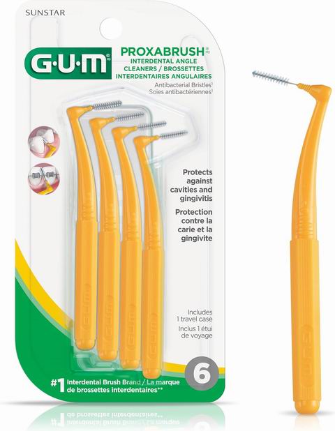  GUM 可重复使用 斜角牙间清洁器 抗菌刷毛 6支+1个旅行盒 3.5加元（原价 5.67加元）