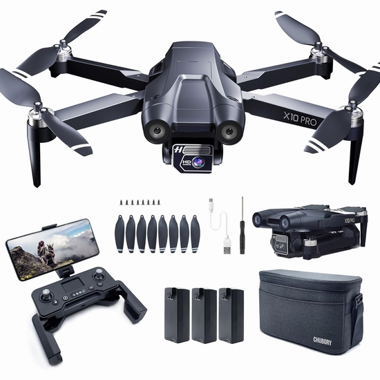  CHUBORY X10 PRO GPS 4K超高清 航拍无人机5.4折 189.99加元包邮！