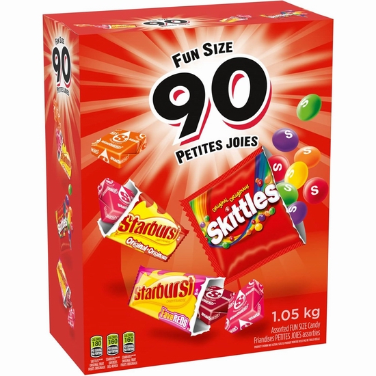  历史新低！Skittles Starburst 水果味万圣节糖果90件装（1.05公斤）6.5折 10.49加元！