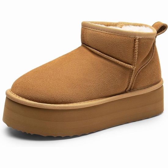  UGG平替！历史新低！DREAM PAIRS 女式厚底真皮雪地靴 55.29加元包邮！6色可选！