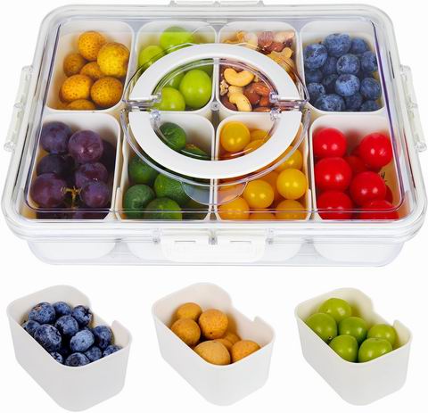  Qeedee  密封式8分隔零食水果盒容器 12.99加元（原价 15.99加元）