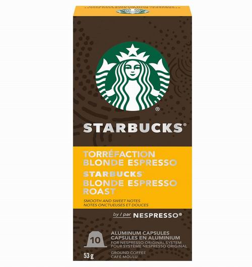  Starbucks 金色特浓烘焙咖啡胶囊10粒 9加元