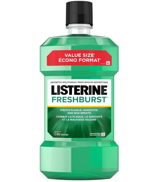  Listerine 清爽漱口水1.5升  8.53加元（原价 9.98加元）！可杀死高达 99.9%的细菌 防止牙龈炎、减少牙菌斑、清新口气