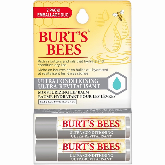  Burt's Bees 100%纯天然 小蜜蜂保湿润唇膏2件套6.6折 6.3加元包邮！会员专享！