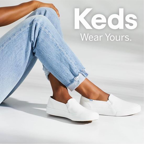  白菜价！历史新低！Keds Double Decker 时尚百搭 女式一脚蹬 白色帆布鞋3.1折 27.98加元！