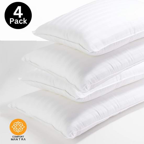  历史新低！Comfort Mantra 仿羽绒Queen枕头4件套 39.99加元包邮！单个仅9.99加元！