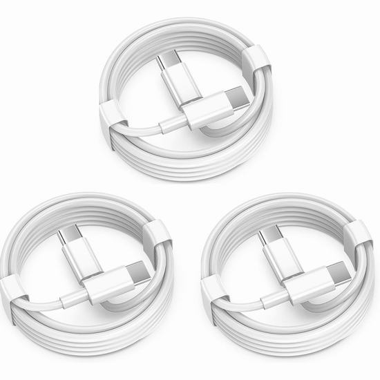  FUPYWP 60瓦 6英尺 USB C to USB C 充电线3件套5.3折 7.94加元！