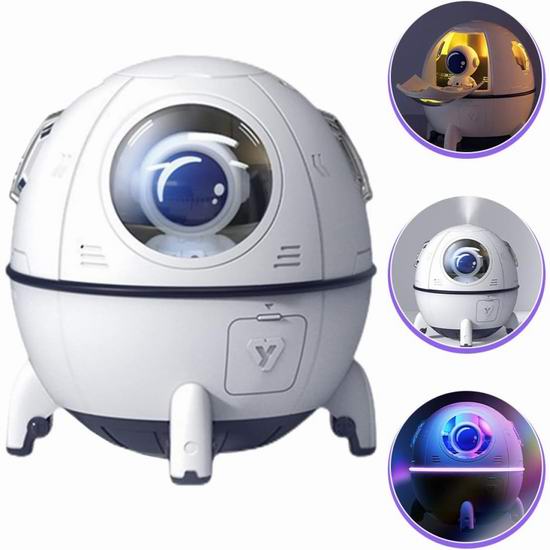  历史新低！LIFKOME 太空飞船彩灯迷你加湿器4.5折 12.99加元！