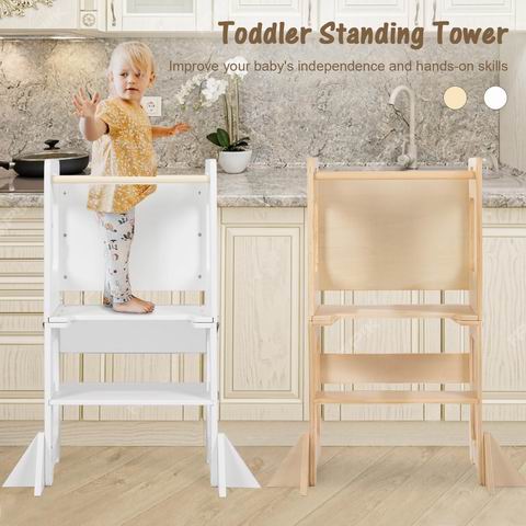  JOLIE VALLÉE TOYS & HOME  4合1厨房木制凳子助手 74.68加元（原价 87.99加元）！2色可选