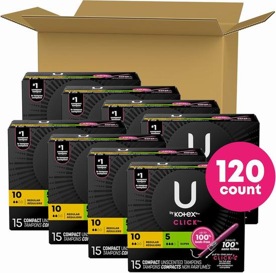 精选多款 U by Kotex 卫生巾、卫生棉条及防失禁内裤等特价销售+额外5.5折!