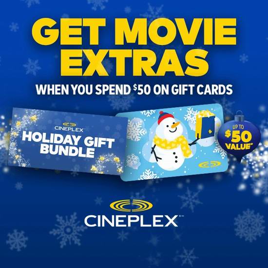  Cineplex购$50电影票礼品卡，送价值$50大礼包！毒液：最后一舞、危笑2、断魂小丑3、秘密会议、荒野机器人热映中！