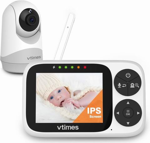  史低价！VTimes 3.2 英寸 IPS 屏幕婴儿摄像头监视器 57.99加元（原价 89.99加元）