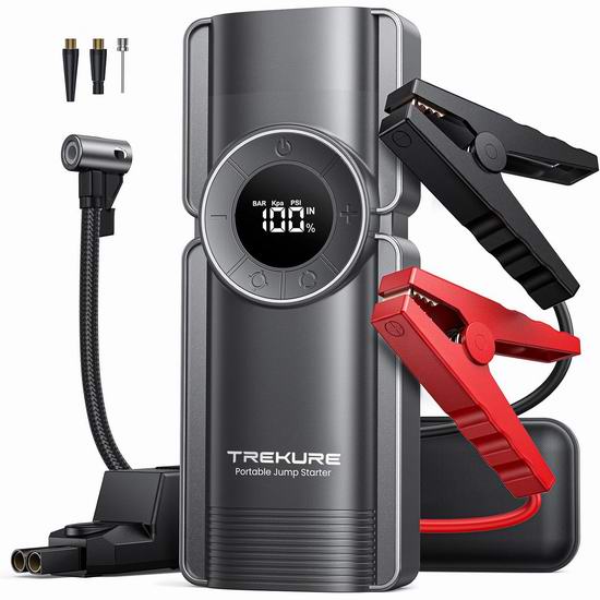  历史新低！TREKURE 150PSI 3000A 四合一 便携式汽车紧急启动电源/移动电源/充气泵4.4折 69.99加元包邮！会员专享！