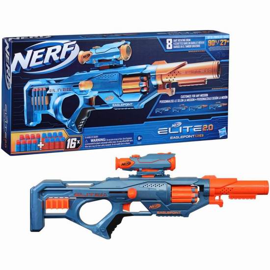  历史新低！NERF Elite 2.0 Eaglepoint RD-8 泡沫海绵玩具爆能枪5折 14.95加元！