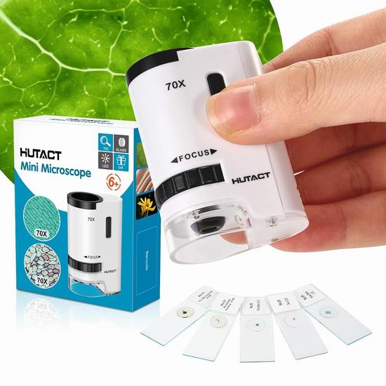 历史新低！HUTACT 70倍儿童迷你手持式显微镜6折 15.59加元！送5个样本载玻片！