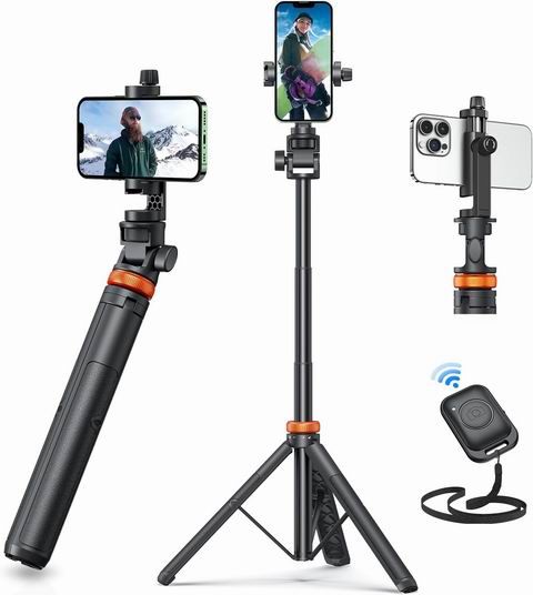  近史低价！EUCOS 最新 62英寸手机三脚架 29.99加元（原价 53.99加元）