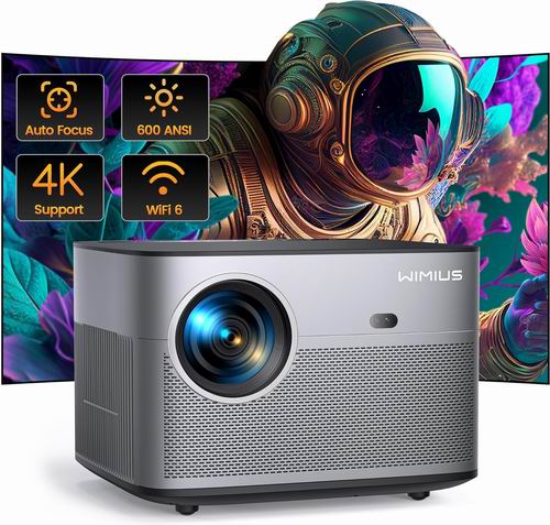  WiMiUS 自动对焦 600 ANSI 流明  1080P 4K投影仪 279.99加元（原价 499.99加元）