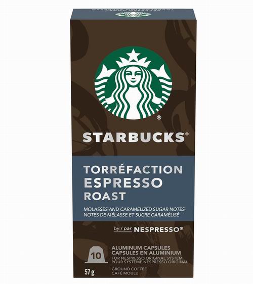  Starbucks 星巴克 Nespresso 浓缩烘焙咖啡胶囊10粒 6.3加元（原价 9.99加元）