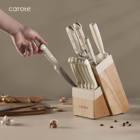  CAROTE 经典奶油色 高碳不锈钢刀具14件套 56.52加元（原价 69.99加元）