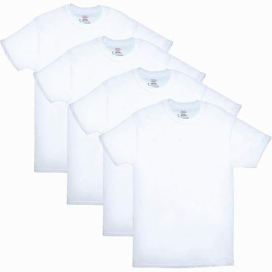  Hanes 恒适 FreshIQ 男式纯棉短袖T恤4件套 17.82加元！单件仅4.45加元！