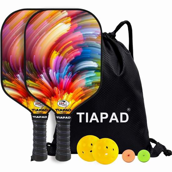  白菜价！历史新低！Tiapad USAPA认证 专业玻璃纤维匹克球拍2-4人组2.5折 14.99加元清仓！