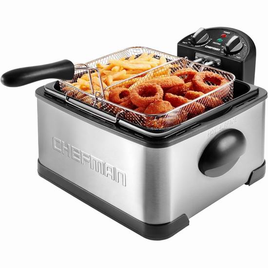  历史最低价！Chefman 4.3升加大号 可调温度 电油炸锅3.8折 49.97加元包邮！