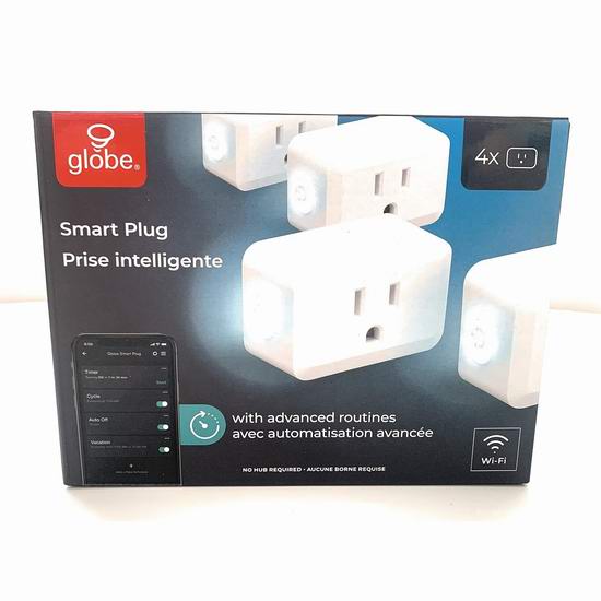  Globe Electric Wi-Fi 智能插座4件套6.8折 20.37加元！单个仅5.09加元！