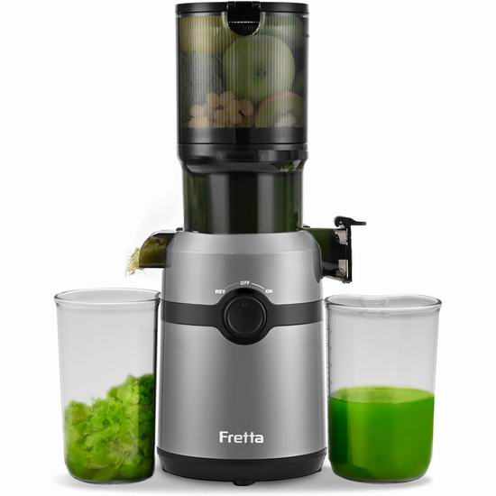  白菜价！历史新低！Fretta 超大进料槽 冷压榨汁机3.2折 79.98加元包邮！