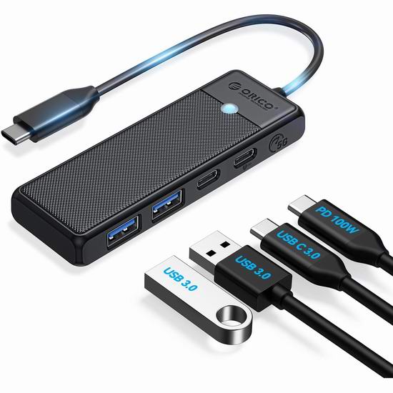  白菜价！历史新低！ORICO 4合1 100W USB C 集线器2.5折 7.49加元！