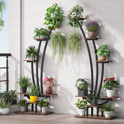  史低价！Tribesigns  6层金属弧形高室内植物架/展示架 2件装  带 2个挂钩  169.99加元（原价 199.99加元）+包邮！每件 84.99加元