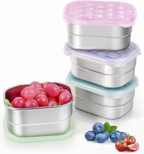  Tanjiae   8盎司（230 毫升）不锈钢零食容器 4件套 29.99加元+包邮无关税无消费税