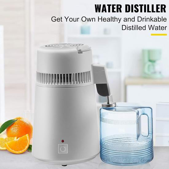  VEVOR 750W 4升 家用纯水蒸馏水机7折 88.99加元包邮！