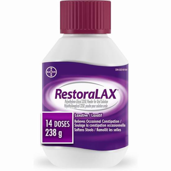  白菜速抢！历史新低！RestoraLAX 便秘克星 通便排毒冲剂（14剂量）购3件，单价3.2折 4加元包邮！比Costco半价还便宜！