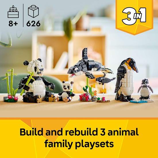  历史新低！LEGO 乐高 31165 创意百变 3合1 野生动物：熊猫家族（626pcs）39.98加元包邮！
