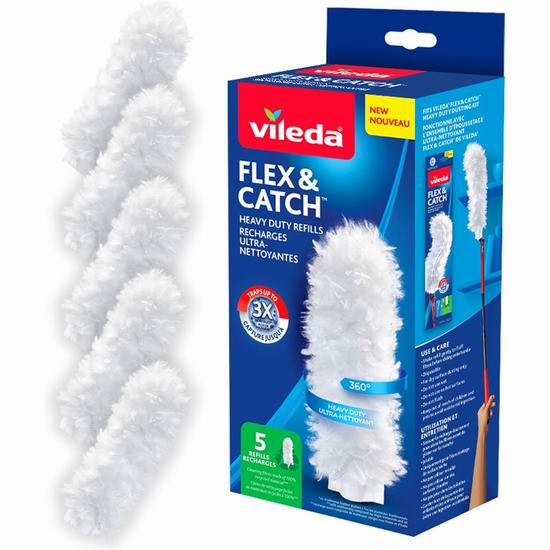  Vileda Flex & Catch 强力除尘掸补充装5件套5.8折 4.54加元！