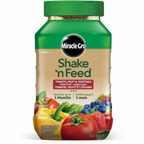  历史新低！Miracle-Gro Shake N Feed 番茄水果蔬菜 植物肥料（453克）5.7折 5.69加元！