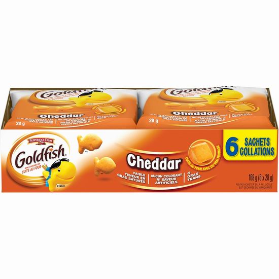  白菜价！Goldfish Cheddar 小金鱼饼干（6袋 x 28克）3.1折 1.84加元！