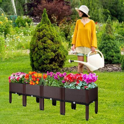  MAYOLIAH 16.5英寸高塑料高架花盆4件套 126.99加元（原价 169.99加元）