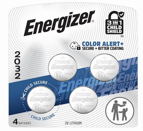  Energizer CR2032纽扣电池4粒装 6.73加元（原价 12.99加元）
