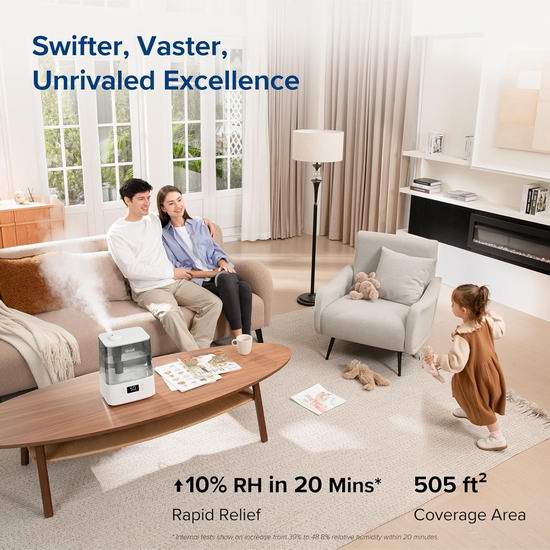 LEVOIT 6升大容量智能加湿器7.2折 92.12加元包邮!续航长达60小时!
